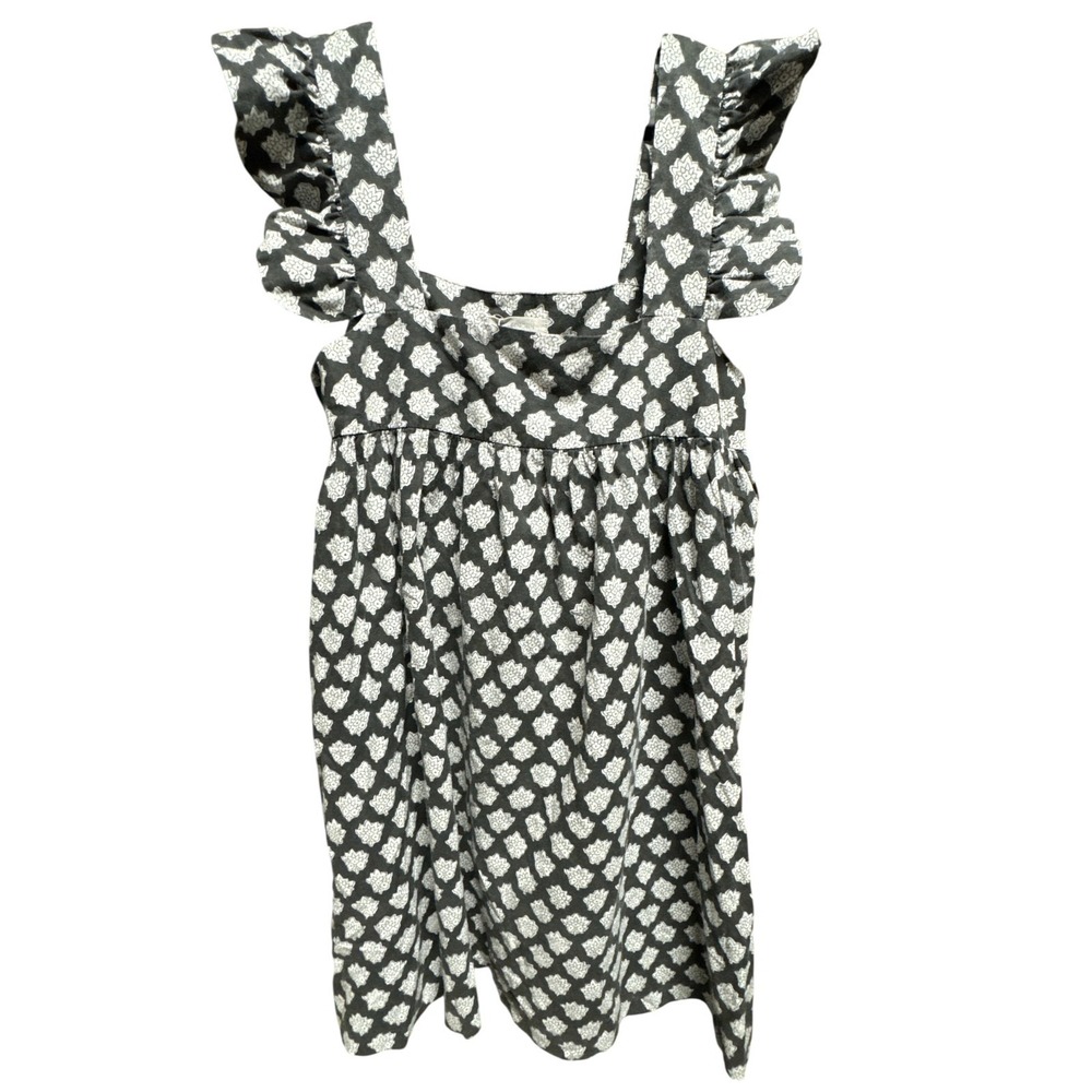 Outerknown Astrid Floral Tunic Blouse Sleeveless Gray Black White Medium NWT